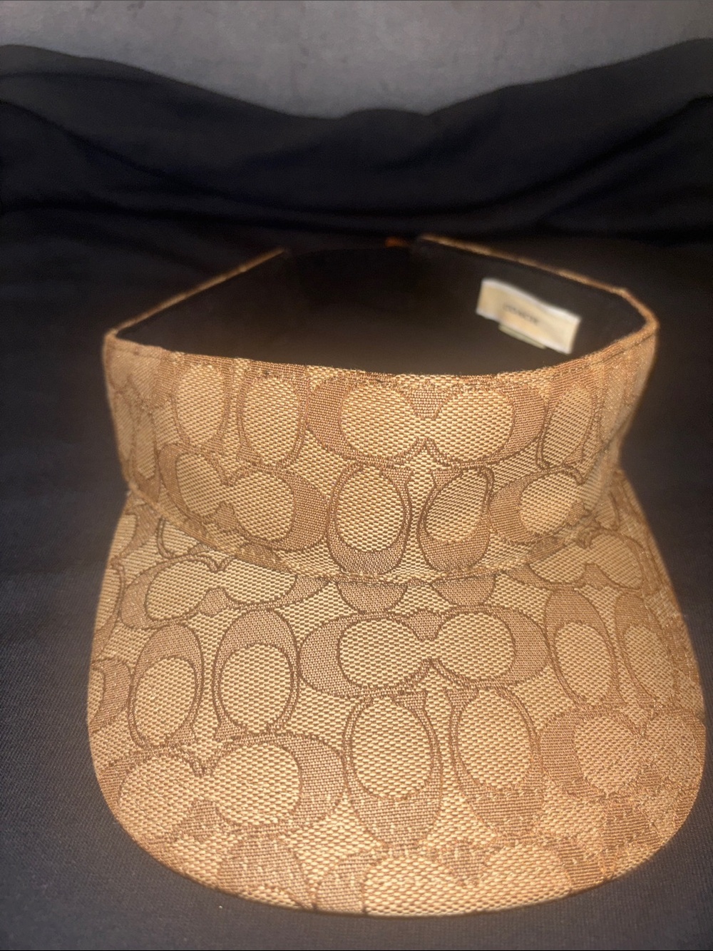 Coach Signature Jacquard Visor in Beige Brown